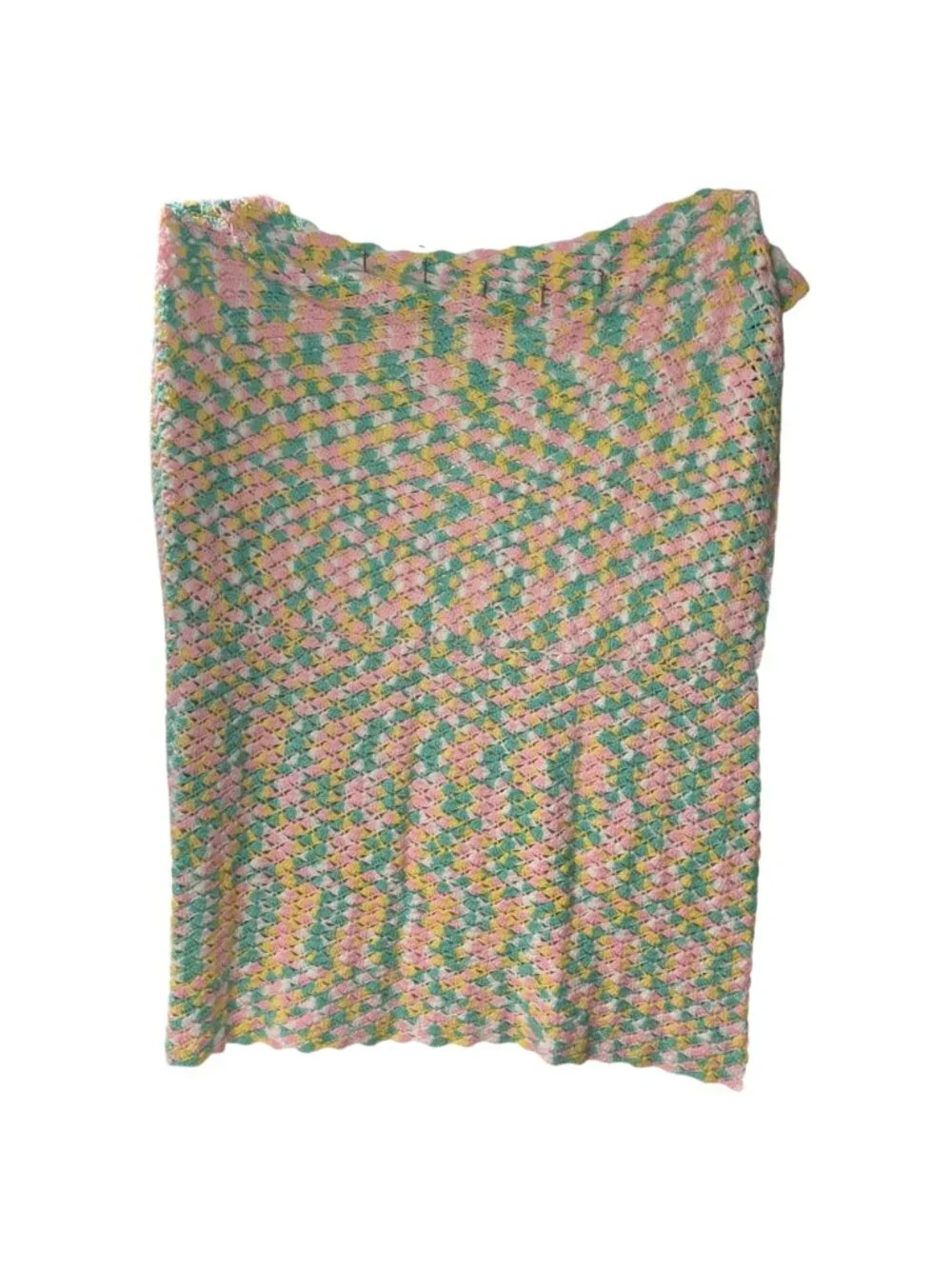 Handmade Pastel Crochet Afghan Throw Blanket Baby Girl Nursery Approx: 48